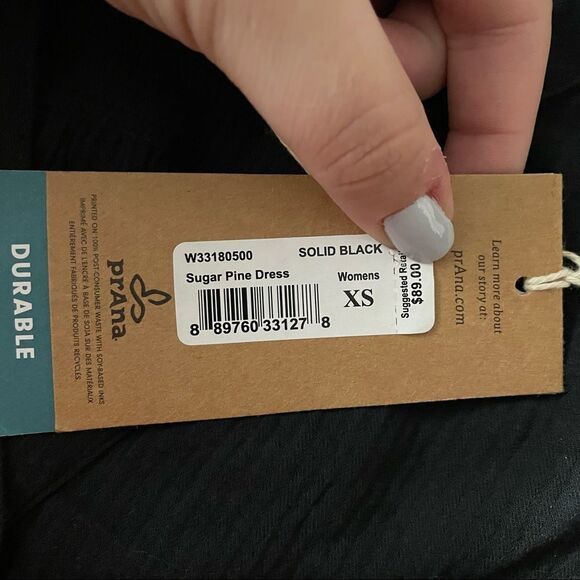 NWT Prana Black Half Sleep Organic Cotton Sugar Pine Dress - Picture 7 of 8